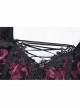 Gothic Black And Red Graphic Printing Design Chest Strap Decoration Flared Sleeves Female T-shirt