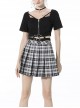 Black Punk Heart-Shaped Metal Buckle Decoration Sexy Waist Zip Top