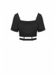Black Punk Heart-Shaped Metal Buckle Decoration Sexy Waist Zip Top