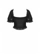 Gothic Black Strappy Waist Design Metal Pin Zip Short Top