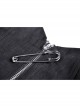 Gothic Black Strappy Waist Design Metal Pin Zip Short Top
