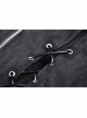 Gothic Black Strappy Waist Design Metal Pin Zip Short Top
