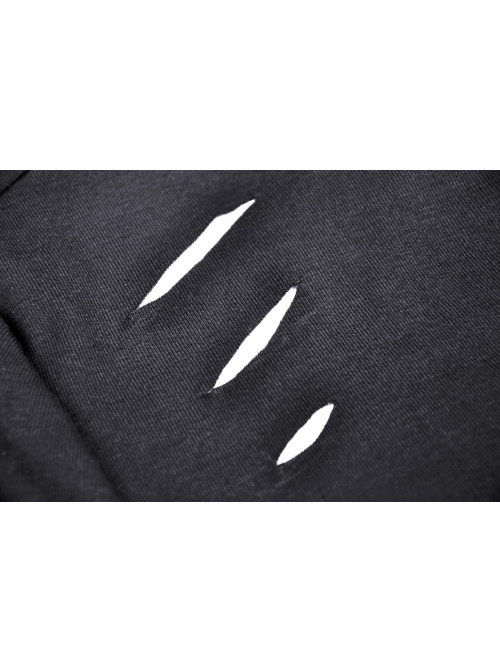 Punk Metal Orifice Decoration Sexy Asymmetrical Black Cold Shoulder Top