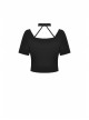 Black Punk Metal Chain Decoration Chest Square Neck Short Top