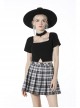 Black Punk Metal Chain Decoration Chest Square Neck Short Top