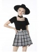 Black Punk Metal Chain Decoration Chest Square Neck Short Top