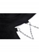 Black Punk Metal Chain Decoration Chest Square Neck Short Top