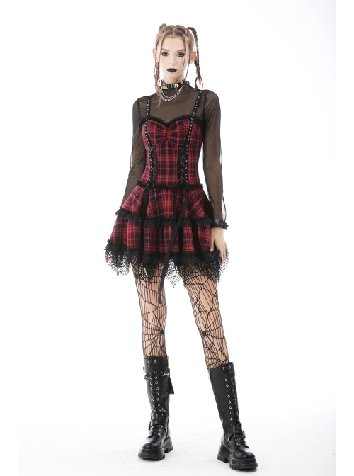 Gothic Women Pleated Lace Sexy Transparent High Neck Daily Top