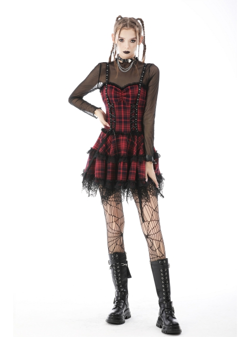 Gothic Women Pleated Lace Sexy Transparent High Neck Daily Top