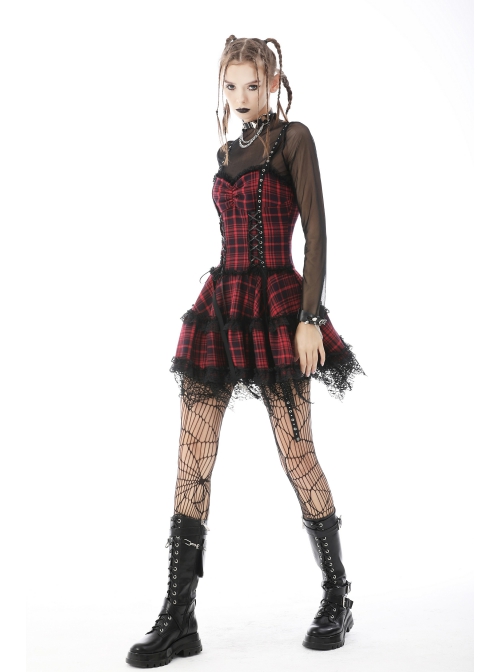 Gothic Women Pleated Lace Sexy Transparent High Neck Daily Top