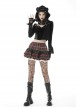 Black Punk Metal Orifice Decoration Warm Wooly Heart-Shaped Plaid Cat Claw Gloves