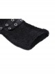 Black Punk Metal Orifice Decoration Warm Wooly Heart-Shaped Plaid Cat Claw Gloves