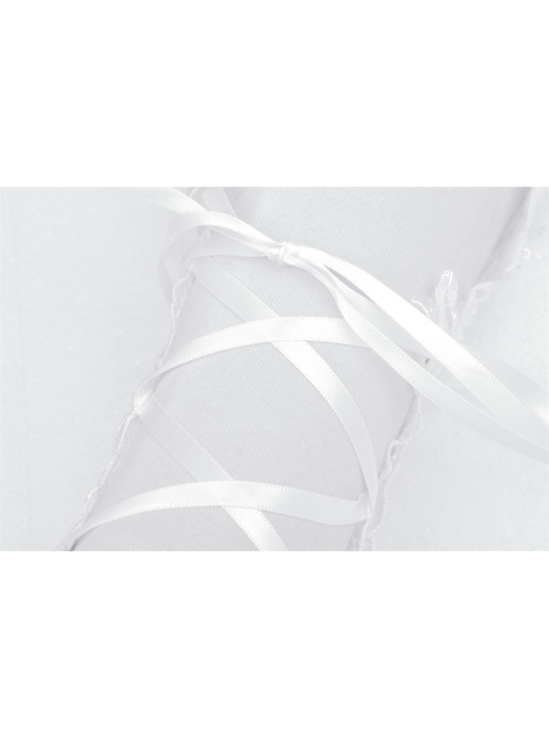 Gothic Women White Strap Design Pattern Printing Decoration Embroidery Wedding Gloves