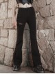 Punk Side Open Drawstring Design Sexy Elastic Black Flared Pants