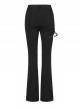Punk Side Open Drawstring Design Sexy Elastic Black Flared Pants