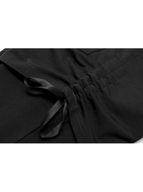 Punk Side Open Drawstring Design Sexy Elastic Black Flared Pants