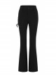 Punk Side Open Drawstring Design Sexy Elastic Black Flared Pants