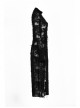 Gothic Retro Rose Pattern Printing Decoration Black Lace Rope Dress