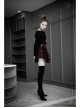 Punk  Metal Decoration Lattice Mesh Folds Matching Belt Black And Red Half Skirt