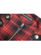 Punk  Metal Decoration Lattice Mesh Folds Matching Belt Black And Red Half Skirt