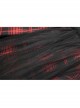 Punk  Metal Decoration Lattice Mesh Folds Matching Belt Black And Red Half Skirt