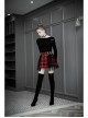 Punk  Metal Decoration Lattice Mesh Folds Matching Belt Black And Red Half Skirt