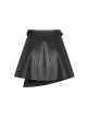 Punk Fake Waistband Decoration A-Shaped Pendulum Leather Black Irregular Half Short Skirt