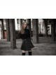 Punk Fake Waistband Decoration A-Shaped Pendulum Leather Black Irregular Half Short Skirt