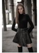 Punk Fake Waistband Decoration A-Shaped Pendulum Leather Black Irregular Half Short Skirt