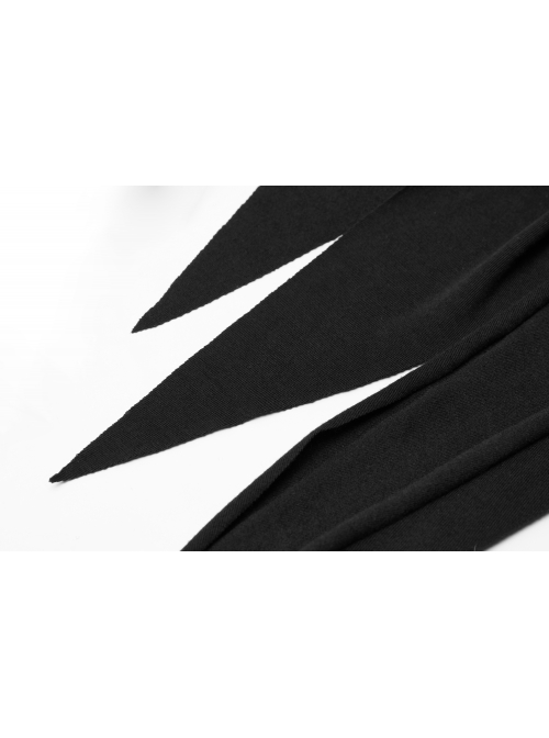 Punk Asymmetrical Diagonal Cut Design Hollow On The Chest Dark Knitted Slim Dress