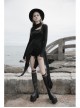 Punk Asymmetrical Diagonal Cut Design Hollow On The Chest Dark Knitted Slim Dress