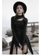 Punk Asymmetrical Diagonal Cut Design Hollow On The Chest Dark Knitted Slim Dress