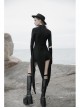 Punk Asymmetrical Diagonal Cut Design Hollow On The Chest Dark Knitted Slim Dress