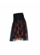 Punk Lace Mesh Stitching Plaid Metal Buckle Decoration High Waist Black And Red Short Skirt