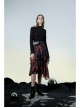Punk Layered Irregular Skirt Pattern Printing Decoration High Waist Chiffon Print Skirt