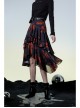 Punk Layered Irregular Skirt Pattern Printing Decoration High Waist Chiffon Print Skirt