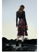 Punk Layered Irregular Skirt Pattern Printing Decoration High Waist Chiffon Print Skirt