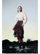 Punk Layered Irregular Skirt Pattern Printing Decoration High Waist Chiffon Print Skirt