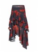 Punk Layered Irregular Skirt Pattern Printing Decoration High Waist Chiffon Print Skirt