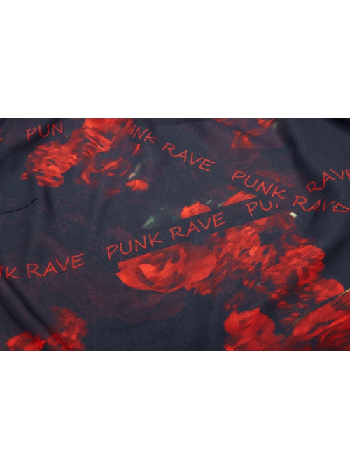 Punk Layered Irregular Skirt Pattern Printing Decoration High Waist Chiffon Print Skirt