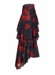 Punk Layered Irregular Skirt Pattern Printing Decoration High Waist Chiffon Print Skirt