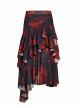 Punk Layered Irregular Skirt Pattern Printing Decoration High Waist Chiffon Print Skirt