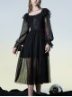 Punk Printed Polka Dot Decoration Lotus Leaf Collar Strap Design Texture Chiffon Dress