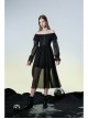 Punk Printed Polka Dot Decoration Lotus Leaf Collar Strap Design Texture Chiffon Dress