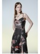 Lightweight Waste Soil Series  X-Shaped Metal Buckle Decoration Sleeveless Shoulder Strap Sexy Printed Long Slip Dress