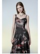 Lightweight Waste Soil Series  X-Shaped Metal Buckle Decoration Sleeveless Shoulder Strap Sexy Printed Long Slip Dress