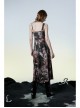 Lightweight Waste Soil Series  X-Shaped Metal Buckle Decoration Sleeveless Shoulder Strap Sexy Printed Long Slip Dress