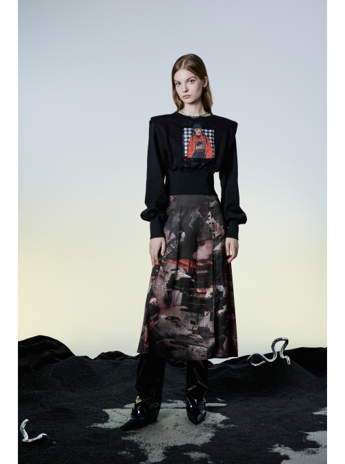 Lightweight Waste Soil Series  X-Shaped Metal Buckle Decoration Sleeveless Shoulder Strap Sexy Printed Long Slip Dress
