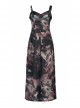 Lightweight Waste Soil Series  X-Shaped Metal Buckle Decoration Sleeveless Shoulder Strap Sexy Printed Long Slip Dress