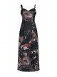 Lightweight Waste Soil Series  X-Shaped Metal Buckle Decoration Sleeveless Shoulder Strap Sexy Printed Long Slip Dress